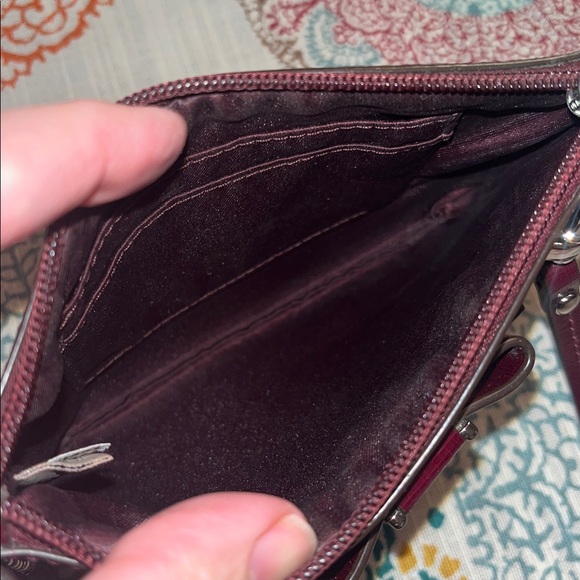 Coach Darcy Bow Burgundy Patent Leather Wristlet - Picture 7 of 12